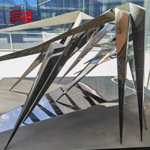 EDGE · MIRROR POLISHED STAINLESS STEEL ABSTRACT FEMALE ART SCULPTURE