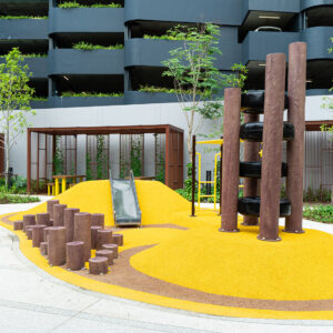BRIGHT YELLOW VITALITY NATURAL STYLE COMMUNITY COURTYARD POCKET PARK ALL-AGE UNPOWERED CHILDREN AMUSEMENT AREA PROJECT