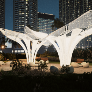 MANLING FLOWER PAVILION MODERN BIONIC PETAL LIGHT ART CORRIDOR RESIDENTIAL POCKET PARK LANDSCAPE PROJECT