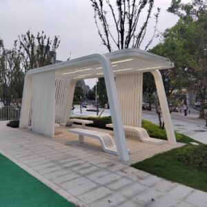 CLOUD ELEGANT STREAMLINE CORRIDOR WHITE ARC GRILLE MODERN MINIMALIST ART LEISURE PAVILION PROJECT
