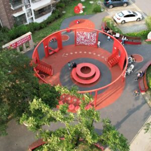 OLD COMMUNITY MICRO RENEWAL RED CIRCULAR COLUMN ALL-AGE CHILD-FRIENDLY UNPOWERED AMUSEMENT LEISURE INTEGRATED POCKET PARK PROJECT