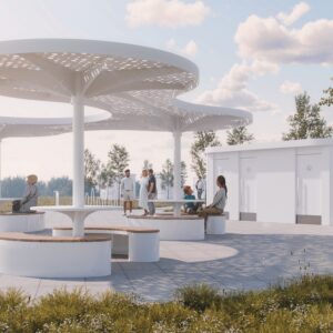MOON LEAF SWAY CORRIDOR CLOUD CIRCULAR HOLLOW ROOF INTERACTIVE ART PAVILION PARK SCENIC AREA PROJECT