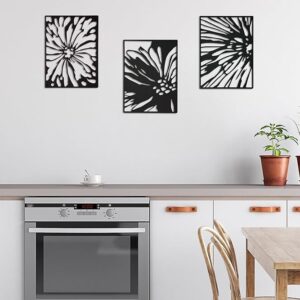 Abstract Black Flower Metal Wall Art Set | Hotel Decorative Painting