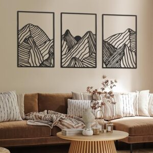 Minimalist Mountain Line Metal Wall Art Set | Hotel Decorative Painting
