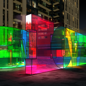 LOVE COLORFUL GRADIENT ACRYLIC LIGHT LETTER ART INSTALLATION COMMUNITY PLAZA ROMANTIC INTERNET-FAMOUS CHECK-IN LANDMARK